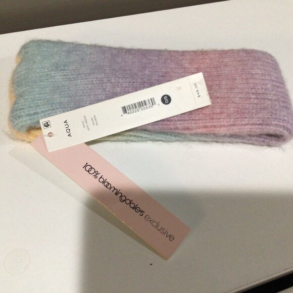 Aqua Rainbow Headband Multi Color Knitted Ribs One Size O/S Space Dye - Picture 2 of 2